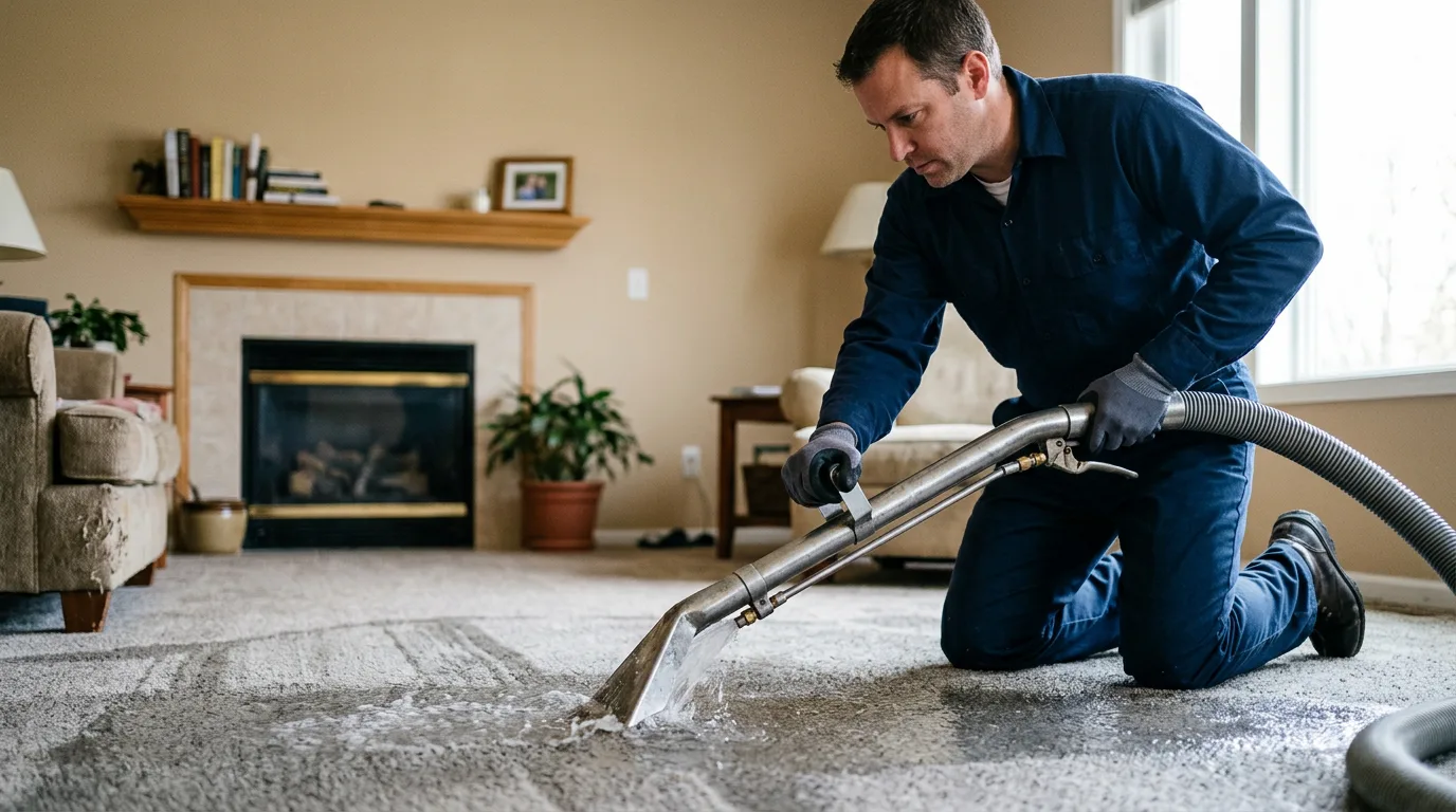 Water damage restoration technician working near Minetto, NY